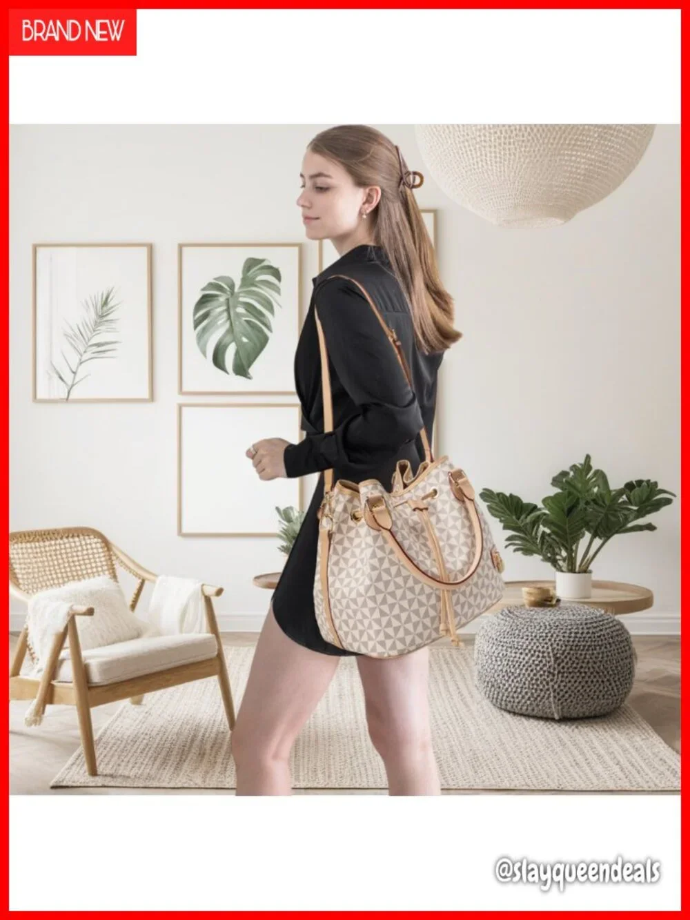 PU Leather Bucket Purse Hobo Shoulder Bag Drawstring Tote